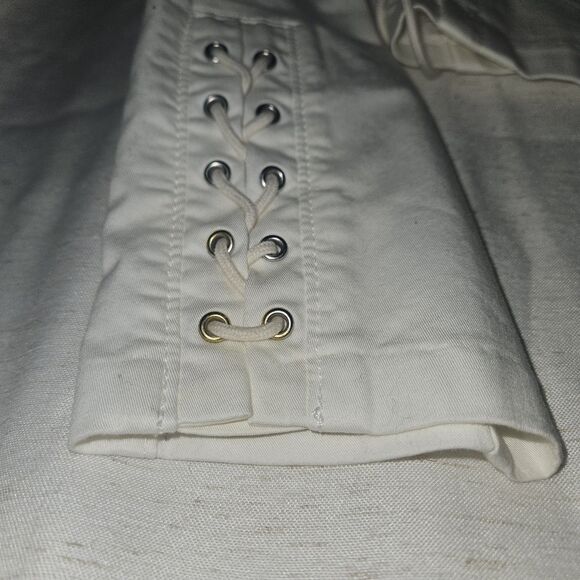 Y2k White Lace Detail Moto Jacket Zip Womens White House Black Market Size 12 - Picture 5 of 13